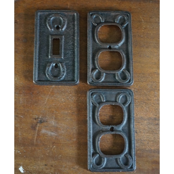 set of three cast iron light swtich plates